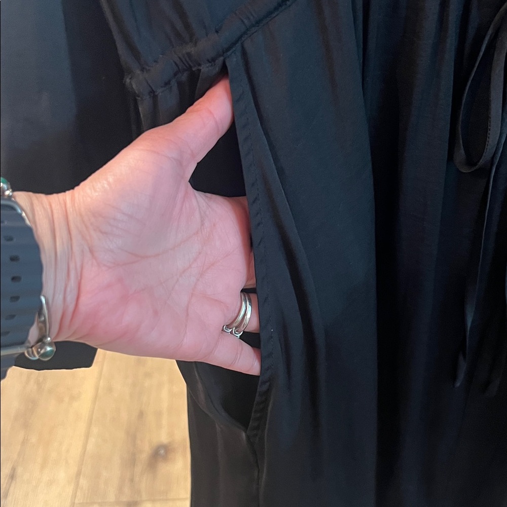 Vince Deep Black Button-Front Drawstring Tunic Lo… - image 5